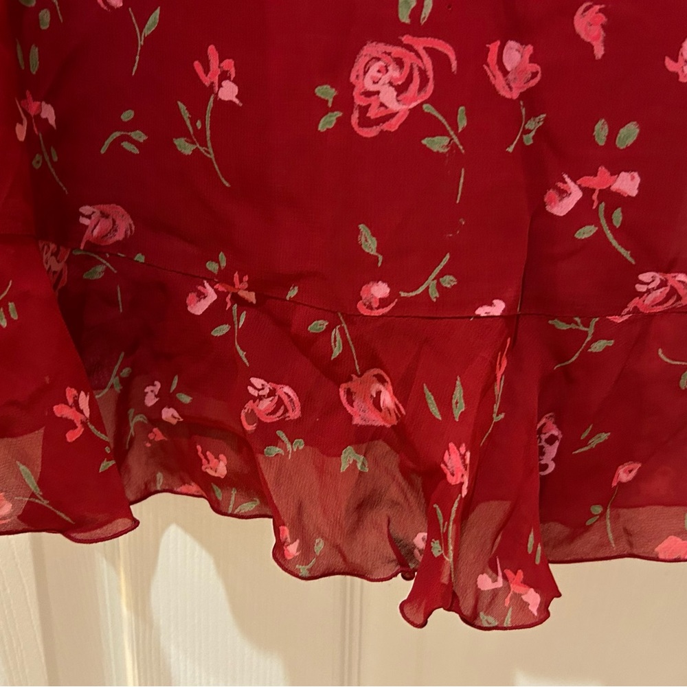 American Eagle Outfitters Red Floral Romantic Dress Size 0 - Picture 3 of 9